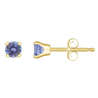 Celebration Gems 14k Gold 3 mm Round Tanzanite Stud Earrings