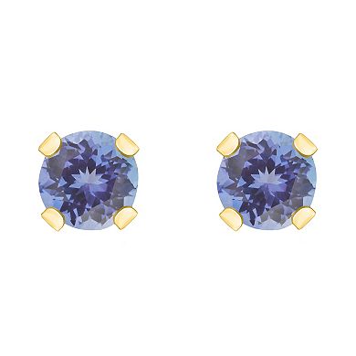 Celebration Gems 14k Gold 3 mm Round Tanzanite Stud Earrings