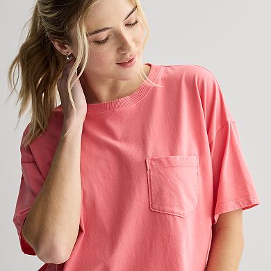Juniors' SO Boxy Crop Pocket Tee