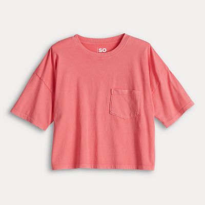 Juniors' SO Boxy Crop Pocket Tee