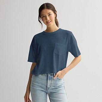 Juniors' SO Boxy Crop Pocket Tee