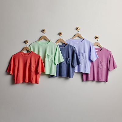 Juniors' SO Boxy Crop Pocket Tee