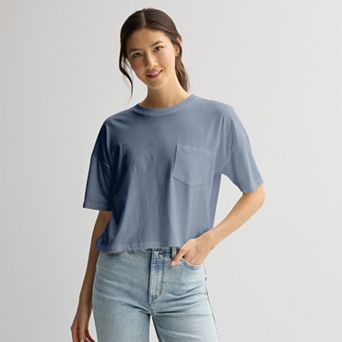 Juniors' SO Boxy Crop Pocket Tee