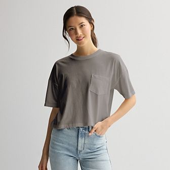Juniors' SO Boxy Crop Pocket Tee