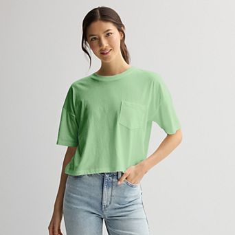 Juniors' SO Boxy Crop Pocket Tee