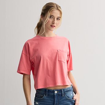 Juniors' SO Boxy Crop Pocket Tee