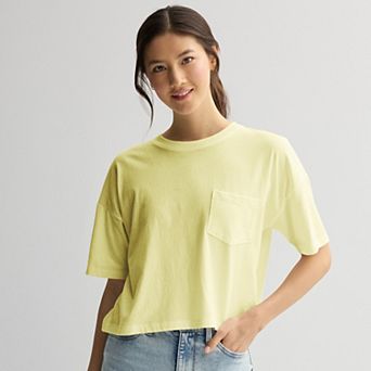 Juniors' SO Boxy Crop Pocket Tee