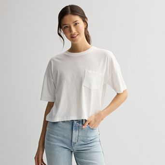 Juniors' SO Boxy Crop Pocket Tee