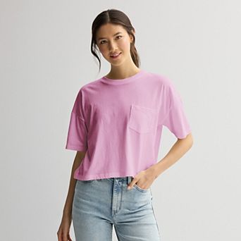 Juniors' SO Boxy Crop Pocket Tee