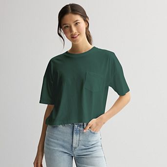 Juniors' SO Boxy Crop Pocket Tee