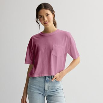 Juniors' SO Boxy Crop Pocket Tee