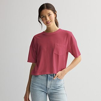 Juniors' SO Boxy Crop Pocket Tee