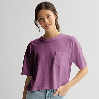 Juniors' SO Boxy Crop Pocket Tee