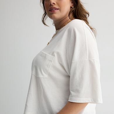 Juniors' Plus Size SO® Boxy Crop Pocket Tee