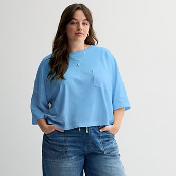 Juniors' Plus Size SO® Boxy Crop Pocket Tee
