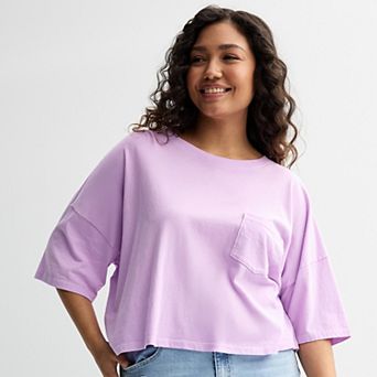 Juniors' Plus Size SO® Boxy Crop Pocket Tee