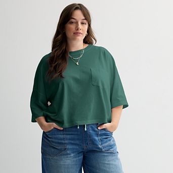 Juniors' Plus Size SO® Boxy Crop Pocket Tee