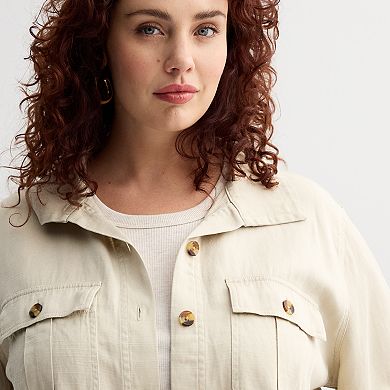 Plus Size Sonoma Goods For Life® Cropped Summer Button Front Jacket