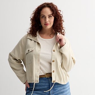 Plus Size Sonoma Goods For Life® Cropped Summer Button Front Jacket