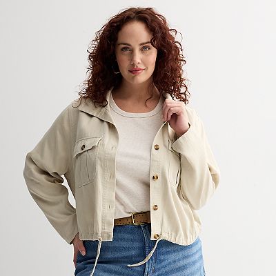 Plus Size Sonoma Goods For Life® Cropped Summer Button Front