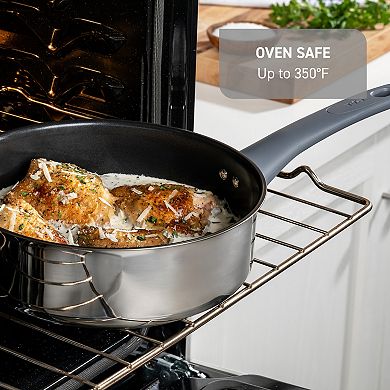 T-Fal Essentials Non-Stick Stainless Steel 3.5-qt Sauté Pan with Lid