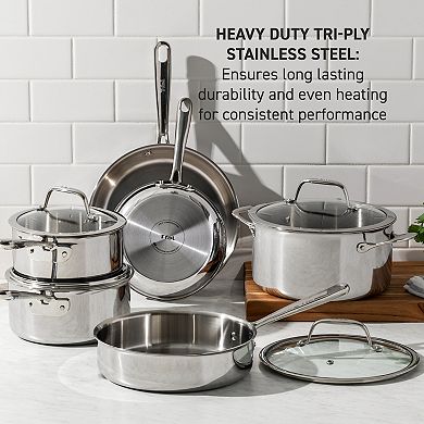 T-Fal Pro Tri-Ply Stainless Steel 3-qt. Saute Pan with Lid