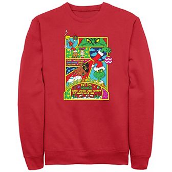 Big & Tall Dr. Seuss Grinch Comic Scenes Graphic Fleece