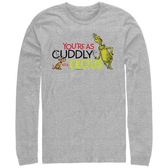 Big & Tall Dr. Seuss Grinch Cuddly As A Cactus Long Sleeve Graphic Tee