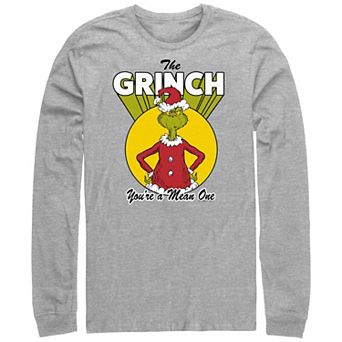 Big & Tall Dr. Seuss The Grinch You're A Mean One Long Sleeve Graphic Tee
