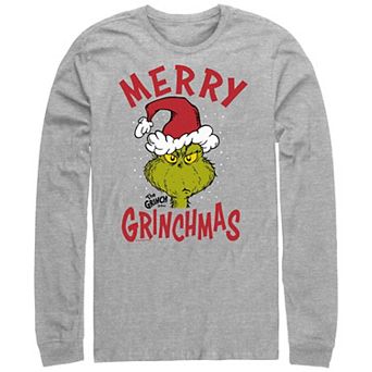 Big & Tall Dr. Seuss The Grinch Merry Christmas Long Sleeve Graphic Tee