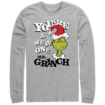 Big & Tall Dr. Seuss You're A Mean One Mr. Grinch Long Sleeve Graphic Tee