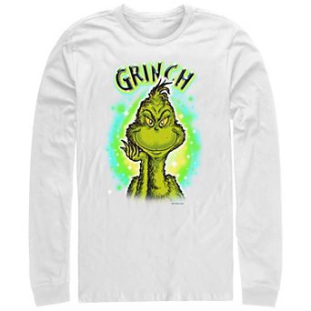 Big & Tall Dr. Seuss Grinch Airbrush Background Long Sleeve Graphic Tee