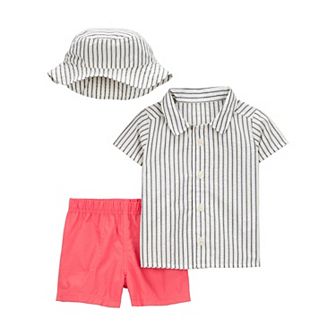 Baby Boy Carter's 3 pc Button-Down Shirt, Shorts & Hat Set