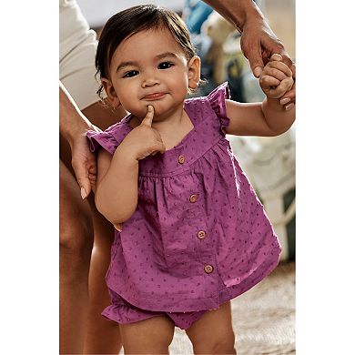 Baby Girl Carter's 3-pc. Button-front top, Seahorse Bodysuit & Diaper Cover Set