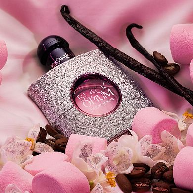 Black Opium Eau de Parfum Glitter Travel Spray with Marshmallow & Coffee