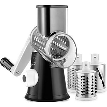 Zulay Kitchen Manual Rotary Cheese Grater With 3 Interchangeable Blades