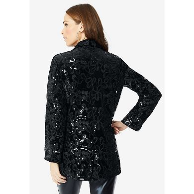 Roaman's Women's Plus Size Plus Size Sequin Embroidered Blazer