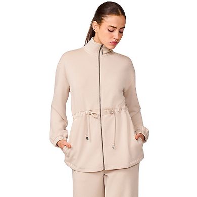 Women's Grey & Gray Soft Zip-Front Drawcord Jacket