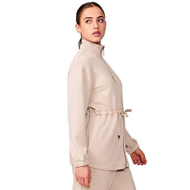 Women's Grey & Gray Soft Zip-Front Drawcord Jacket