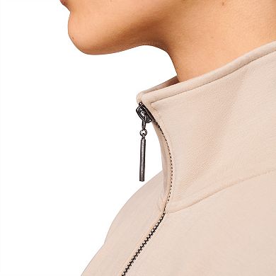 Women's Grey & Gray Soft Zip-Front Drawcord Jacket