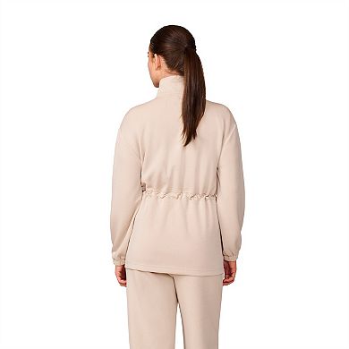 Women's Grey & Gray Soft Zip-Front Drawcord Jacket