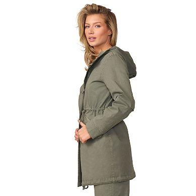 Women's Grey & Gray Hooded Cargo Jacket