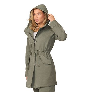Women's Grey & Gray Hooded Cargo Jacket