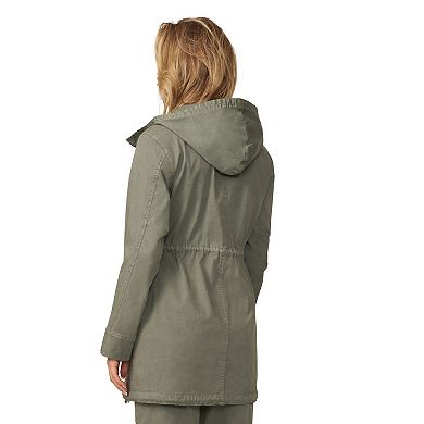 Women's Grey & Gray Hooded Cargo Jacket