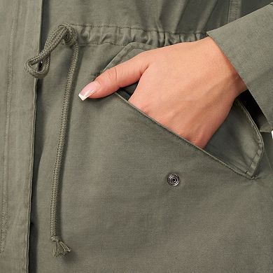 Women's Grey & Gray Hooded Cargo Jacket