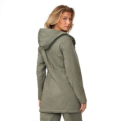 Women's Grey & Gray Hooded Cargo Jacket