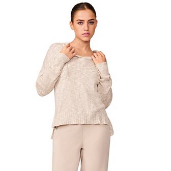 Women's Grey & Gray V-Neck Hooded Sweater