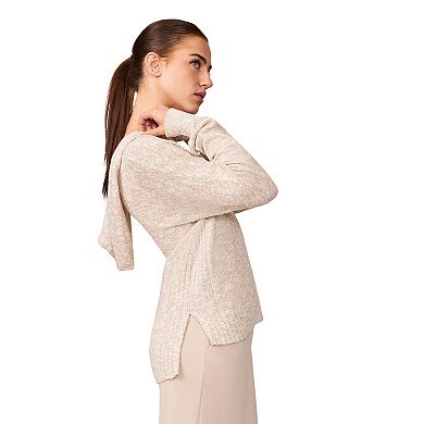 Women's Grey & Gray V-Neck Hooded Sweater