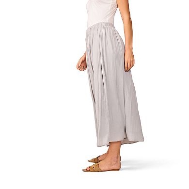 Women's Grey & Gray Crinkle Midi Skirt