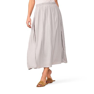 Women's Grey & Gray Crinkle Midi Skirt